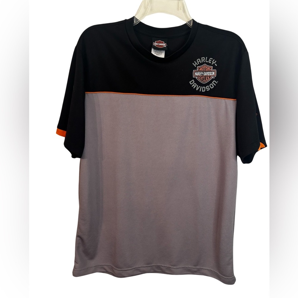Harley Davidson Color Block Performance Shirt Large Black Gray
